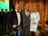 Sportler des Jahres 2014 Lukas Fettinger mit Daniel Markus und Sportlerin des Jahres 2014 Nikki Adler