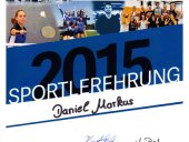 Ehrenurkunde von Daniel Markus von der TVA-Sportlerehrung 2015